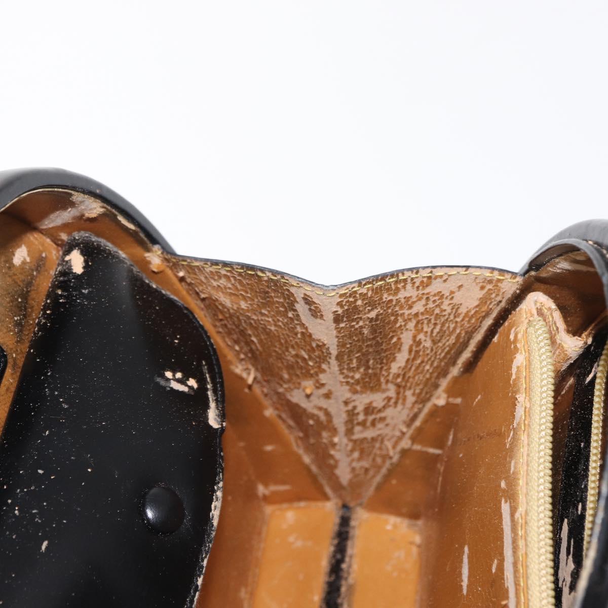 LOEWE Anagram Hand Bag Leather Black Gold Auth bs32207