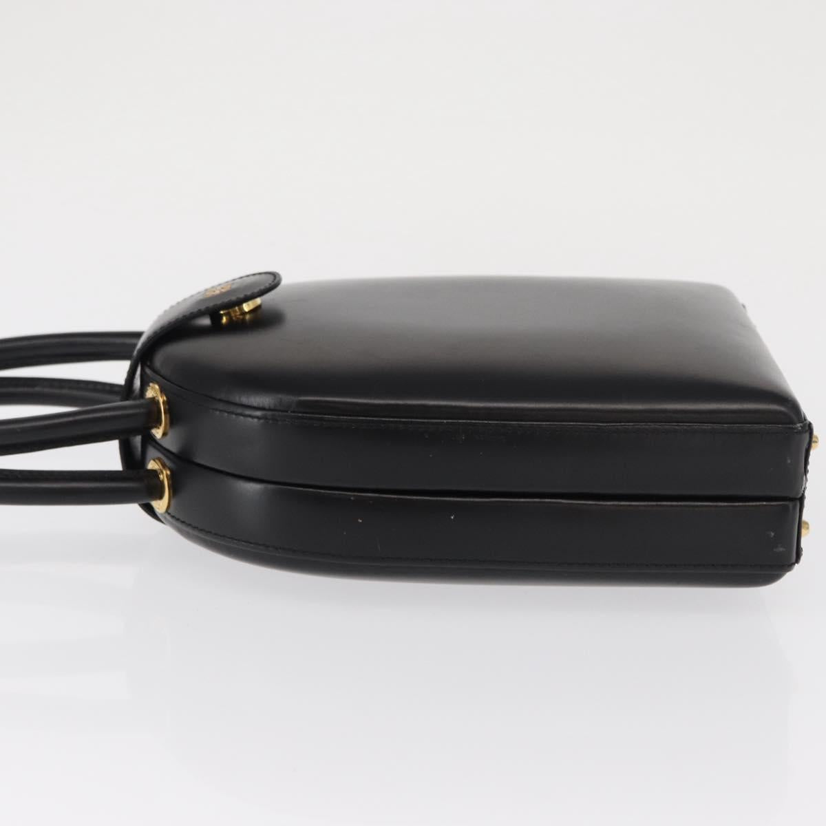 LOEWE Anagram Hand Bag Leather Black Gold Auth bs32207