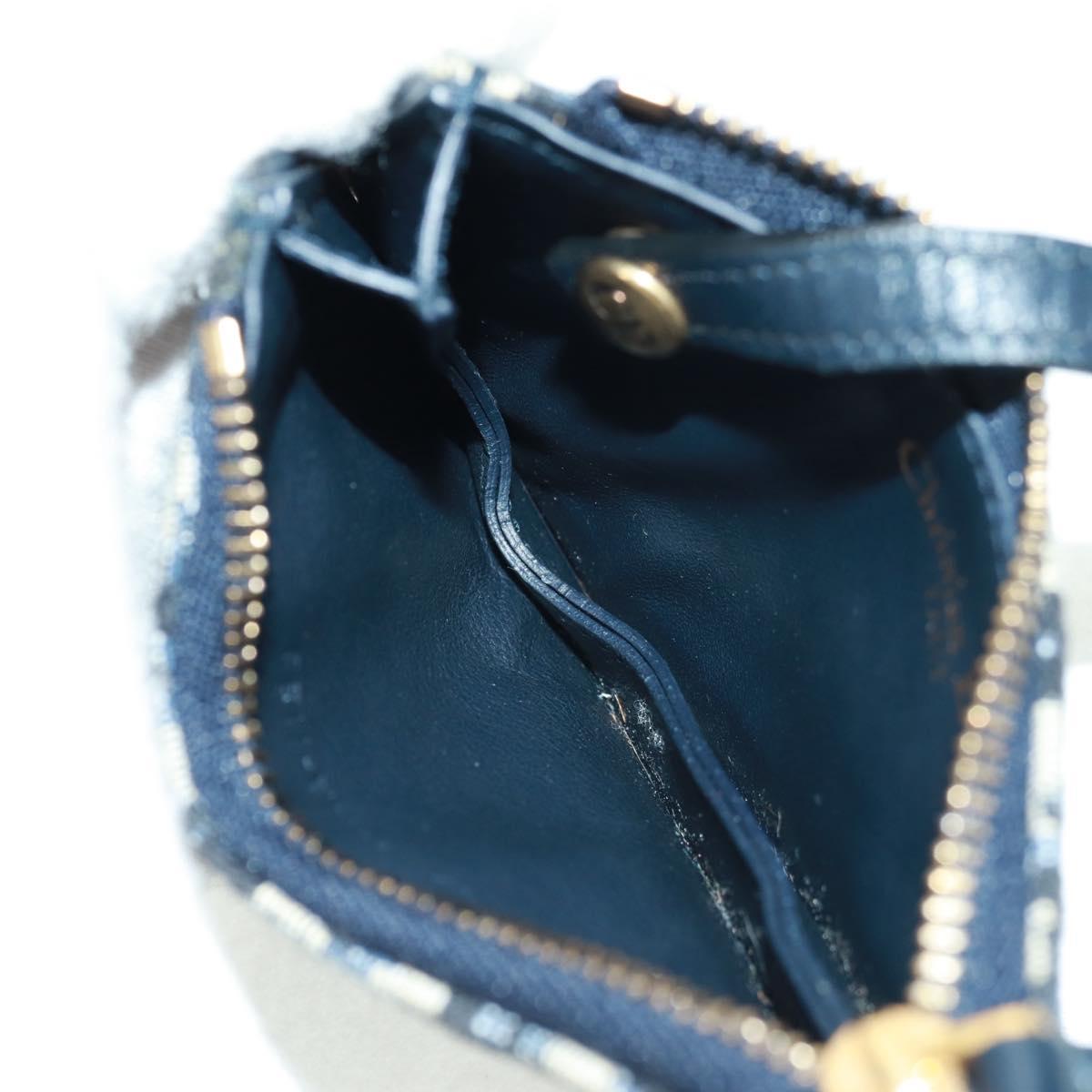 Christian Dior Trotter Canvas Saddle Pouch Navy Gold Auth bs32208V