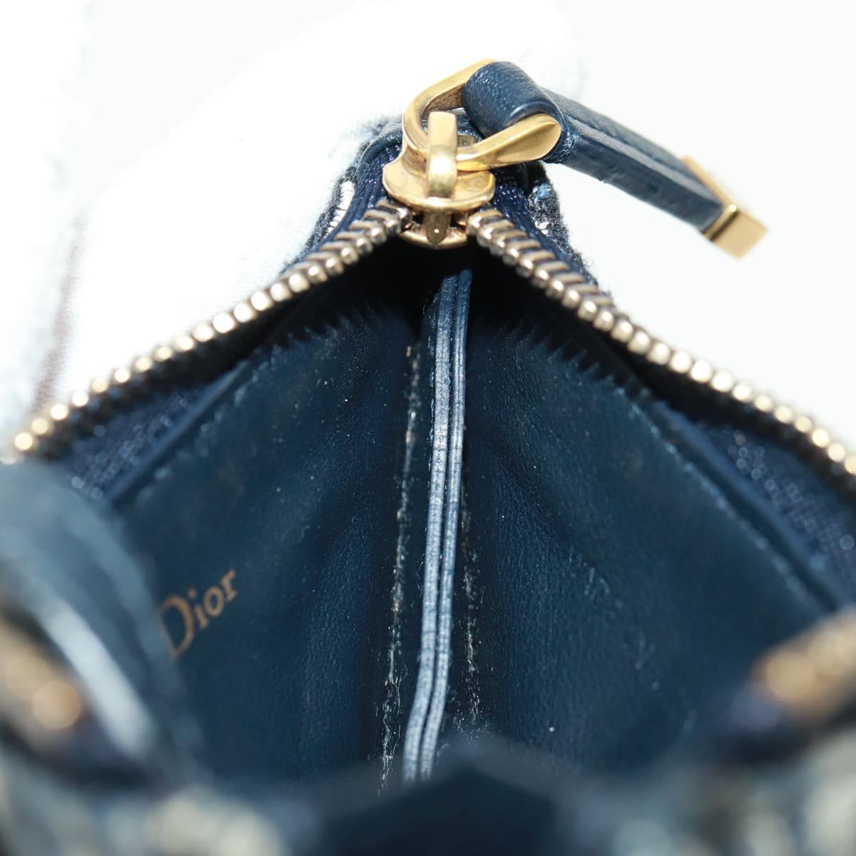 Christian Dior Trotter Canvas Saddle Pouch Navy Gold Auth bs32208V