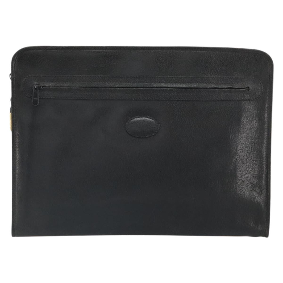 GUCCI Clutch Bag Leather Black 015 399 0282 Auth bs32210