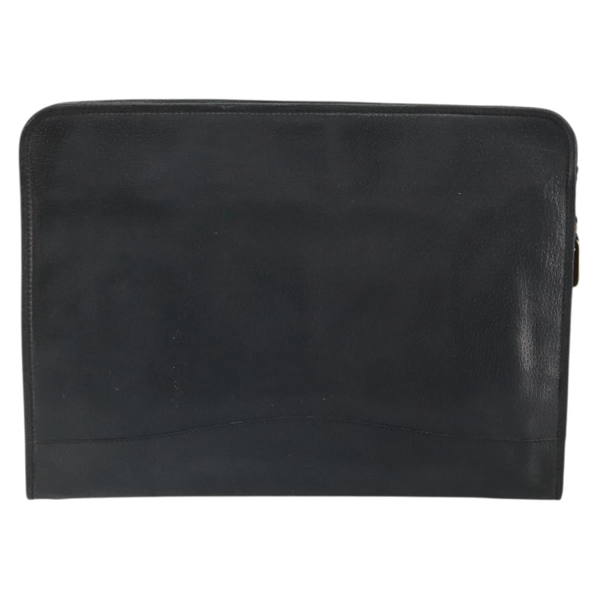 GUCCI Clutch Bag Leather Black 015 399 0282 Auth bs32210
