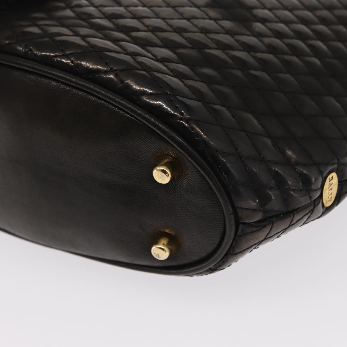 BALLY Chain Shoulder Bag Patent leather Gold Black Auth bs32211