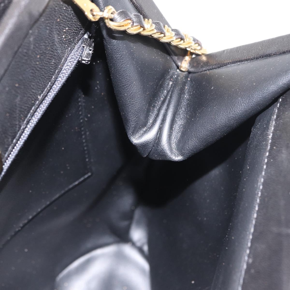 BALLY Chain Shoulder Bag Patent leather Gold Black Auth bs32211