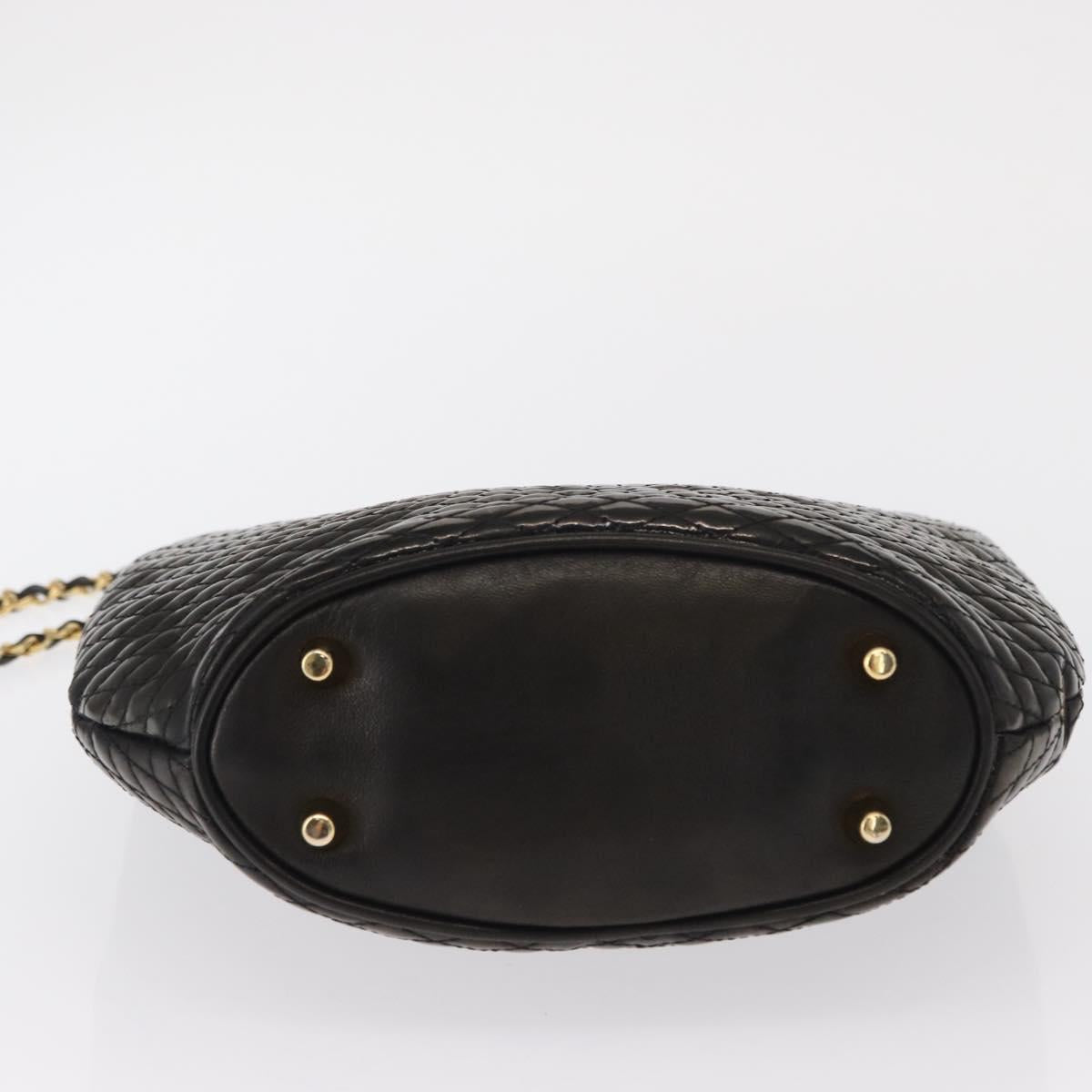 BALLY Chain Shoulder Bag Patent leather Gold Black Auth bs32211