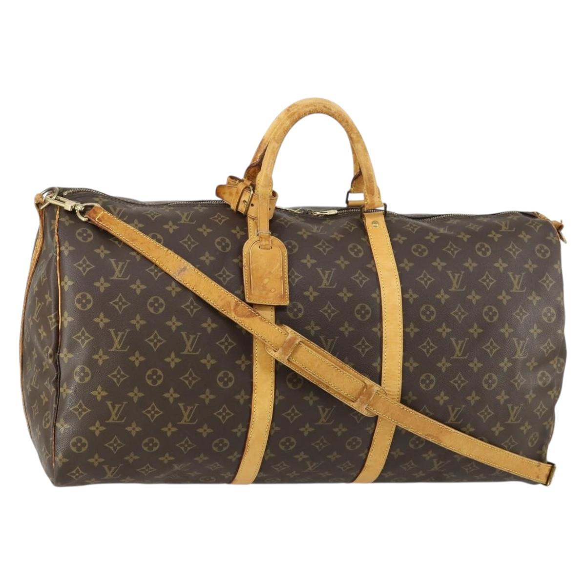 LOUIS VUITTON Monogram Keepall Bandouliere 60 Boston Bag M41412 LV Auth bs32216