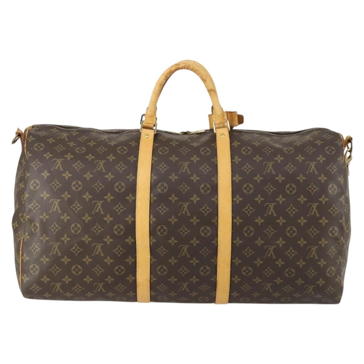 LOUIS VUITTON Monogram Keepall Bandouliere 60 Boston Bag M41412 LV Auth bs32216