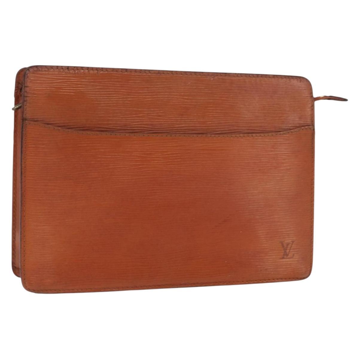 LOUIS VUITTON Epi Pochette Homme Bag Brown Zipangu Gold M52528 LV Auth bs32222