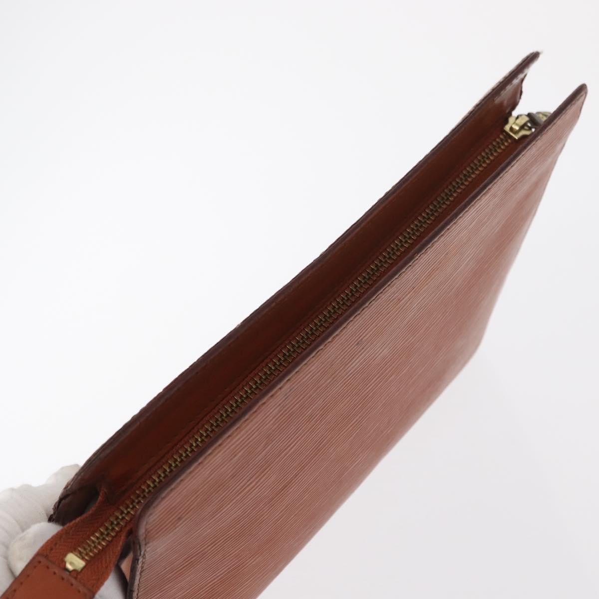 LOUIS VUITTON Epi Pochette Homme Bag Brown Zipangu Gold M52528 LV Auth bs32222