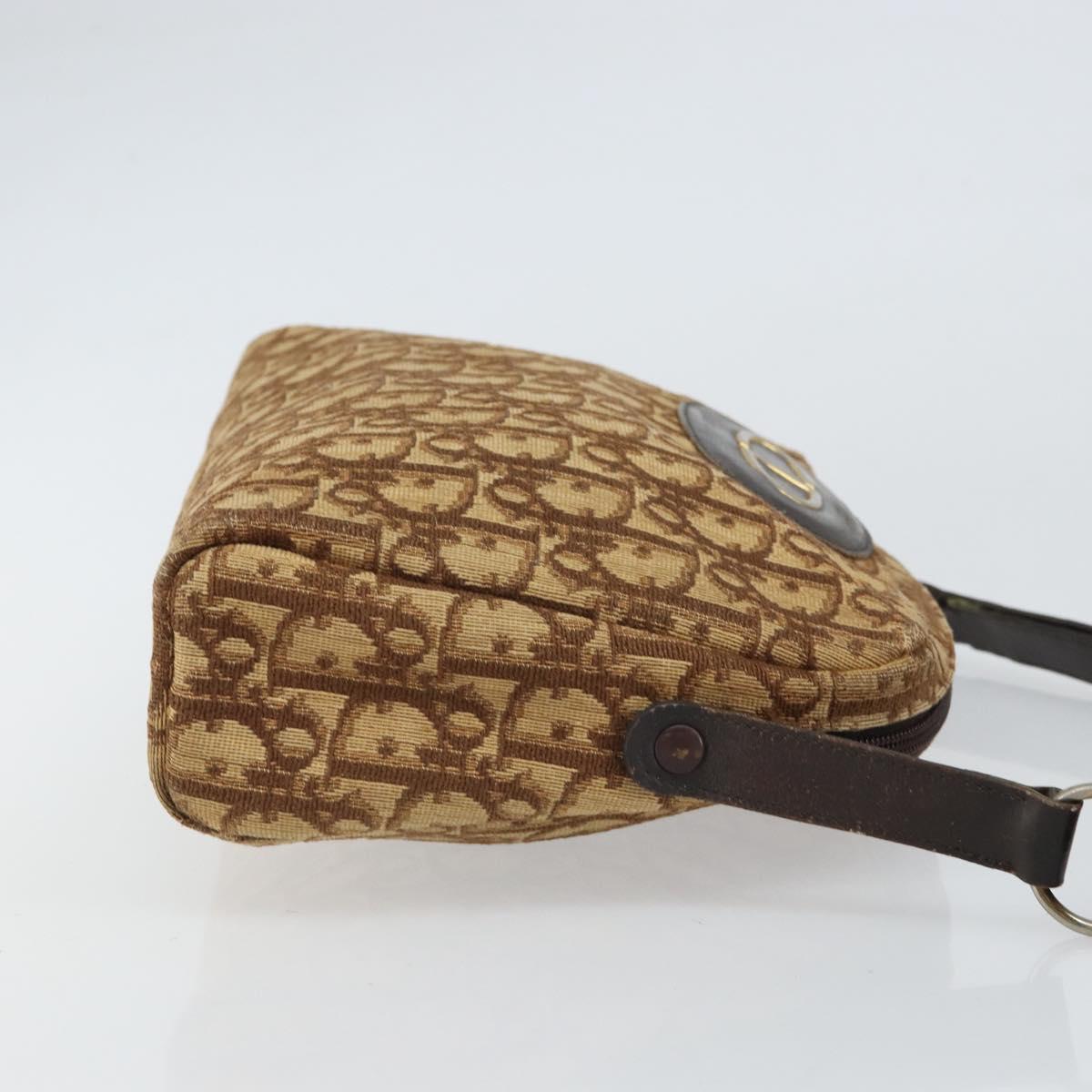 Christian Dior Trotter Canvas Shoulder Bag Brown Gold Auth bs32243