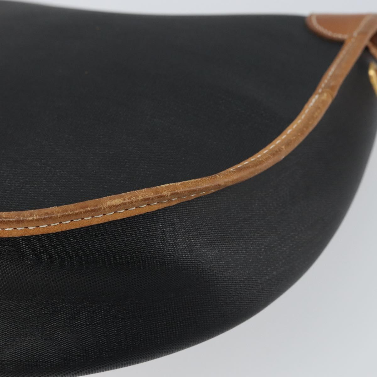 Christian Dior Shoulder Bag Canvas Black Gold Auth bs32245