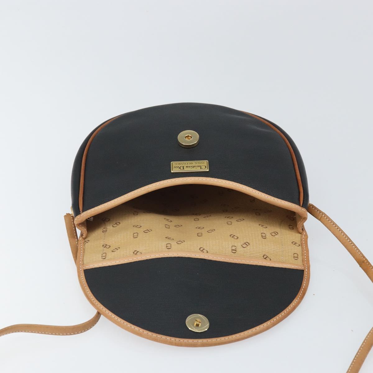 Christian Dior Shoulder Bag Canvas Black Gold Auth bs32245