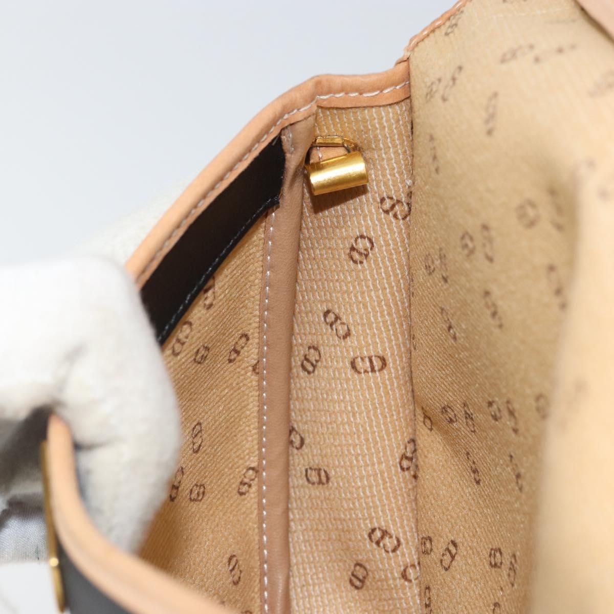 Christian Dior Shoulder Bag Canvas Black Gold Auth bs32245