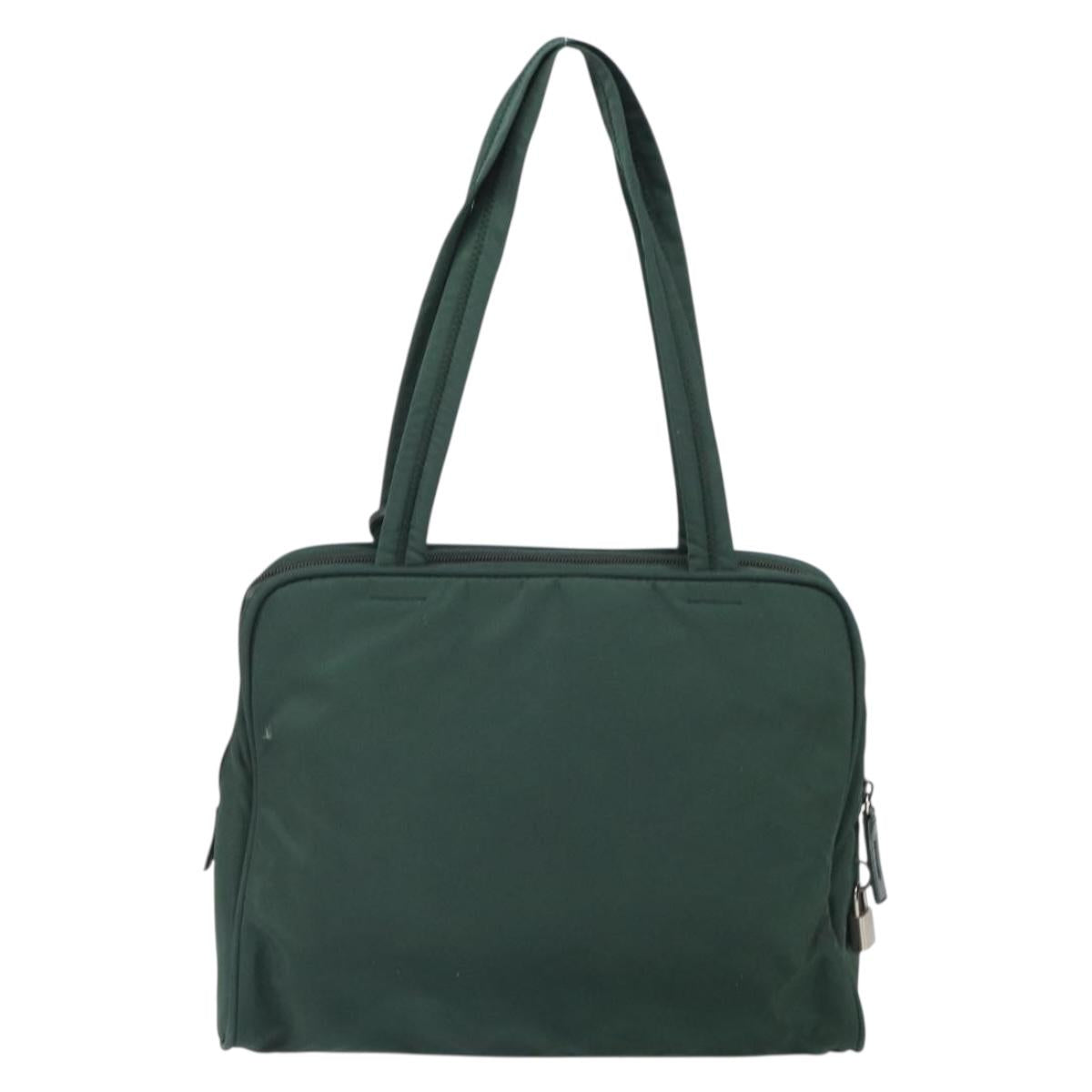 PRADA Tote Bag Nylon Green Silver Auth bs32246