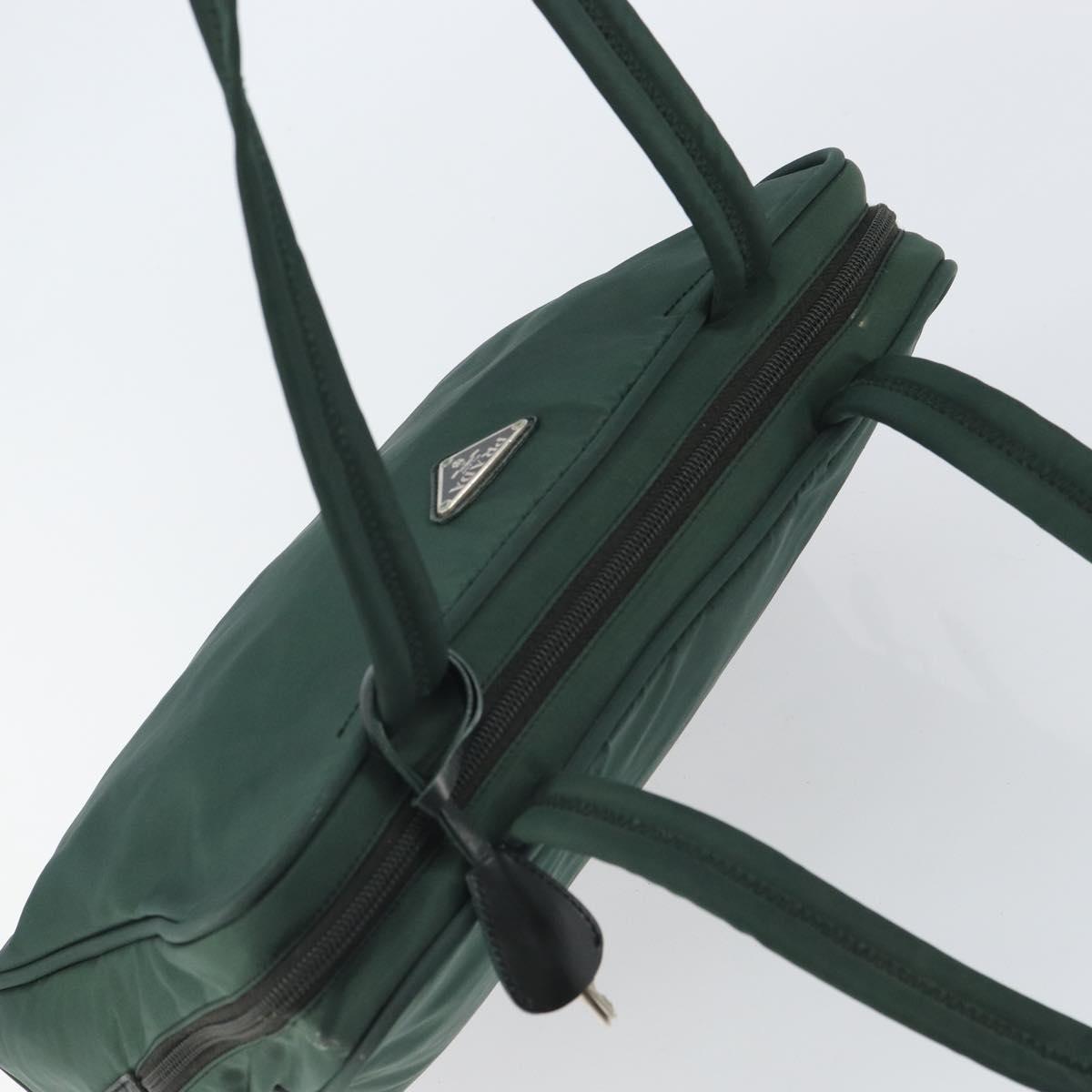 PRADA Tote Bag Nylon Green Silver Auth bs32246