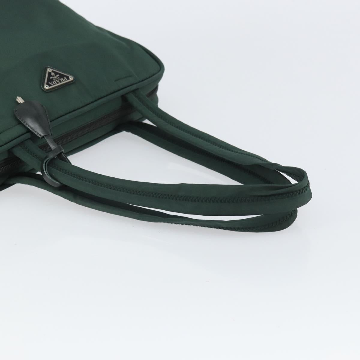 PRADA Tote Bag Nylon Green Silver Auth bs32246