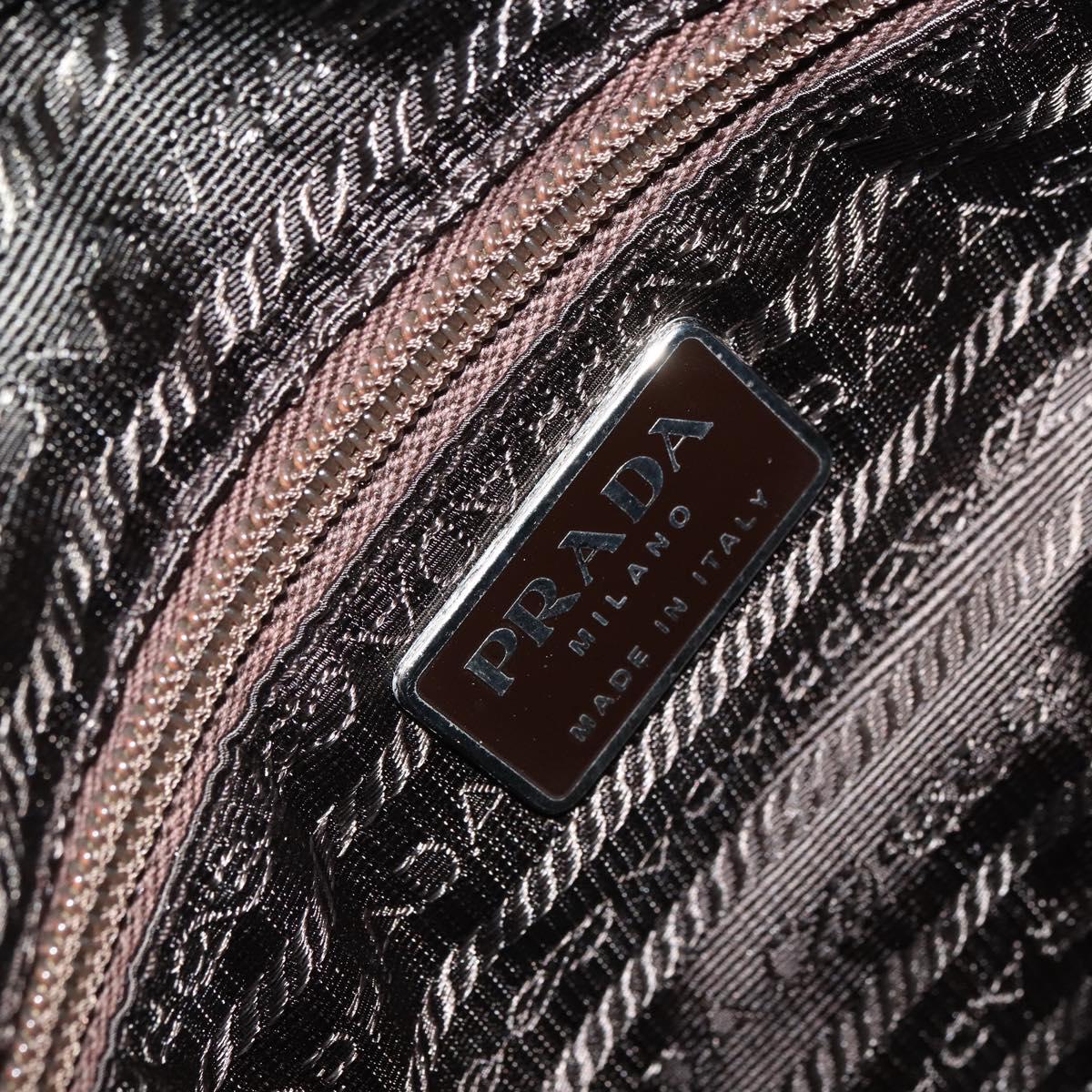 PRADA Tote Bag Nylon Khaki Silver Auth bs32247