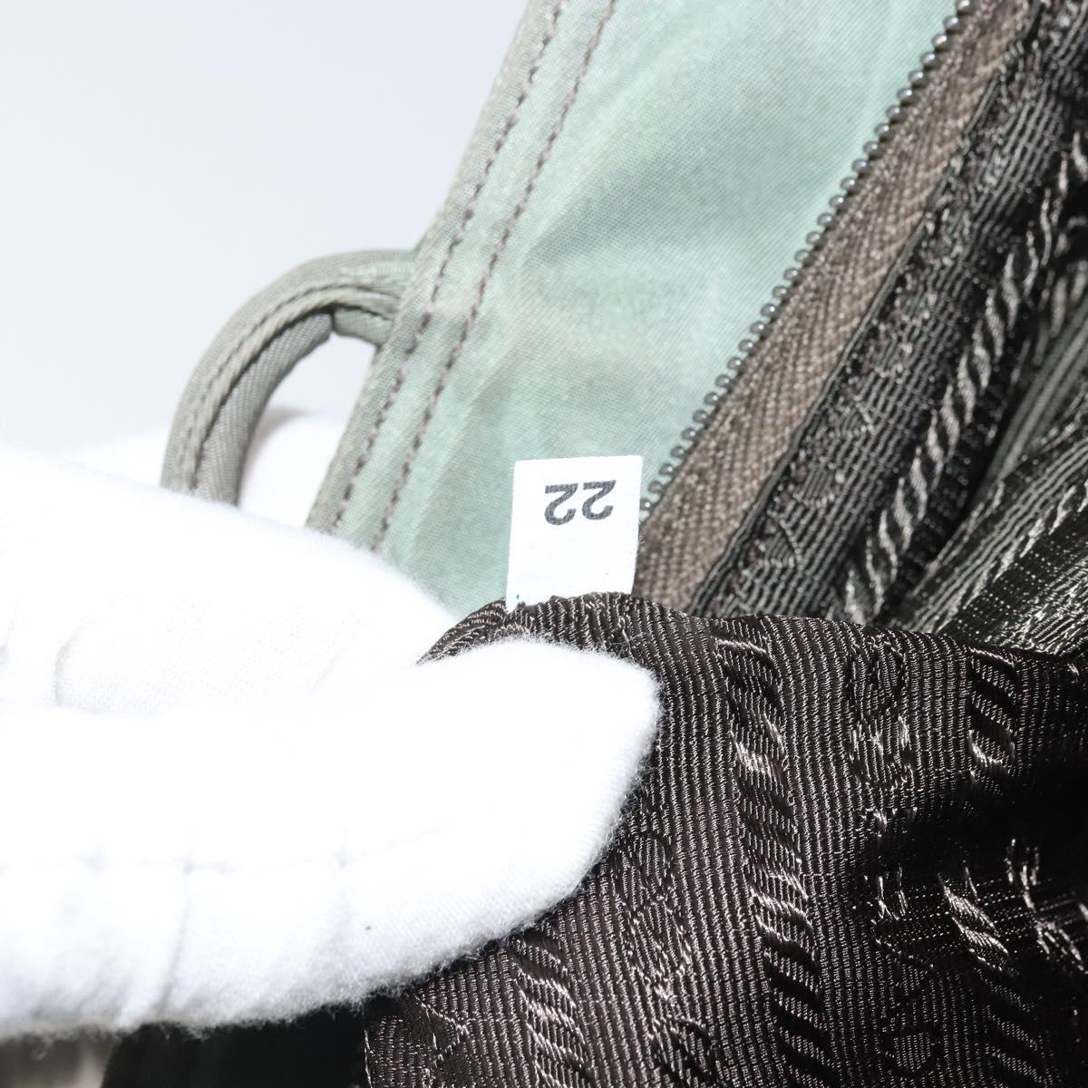 PRADA Tote Bag Nylon Khaki Silver Auth bs32247