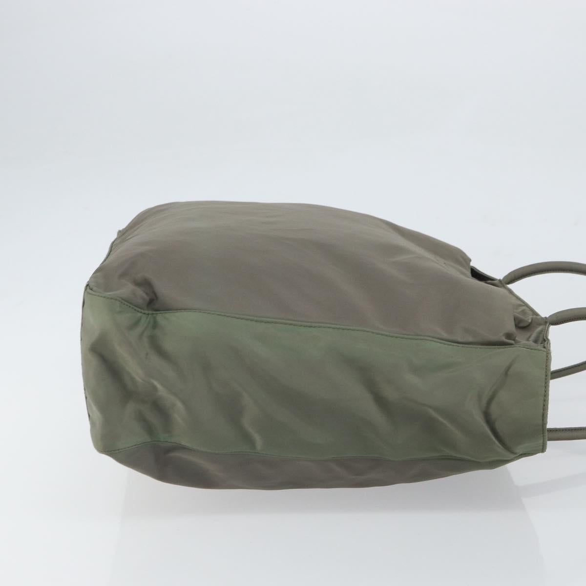PRADA Tote Bag Nylon Khaki Silver Auth bs32247