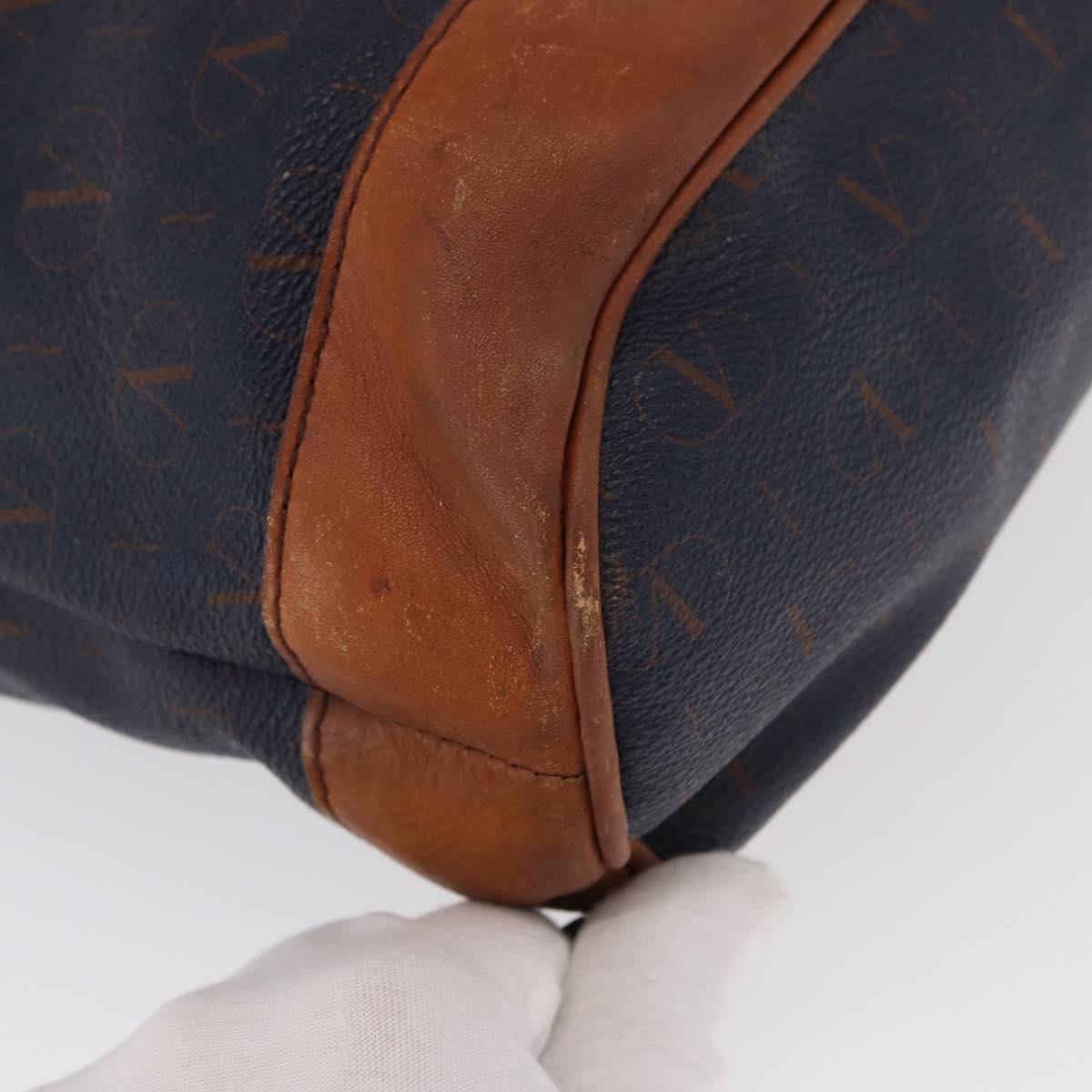 VALENTINO Backpack Leather Navy Gold Auth bs32249