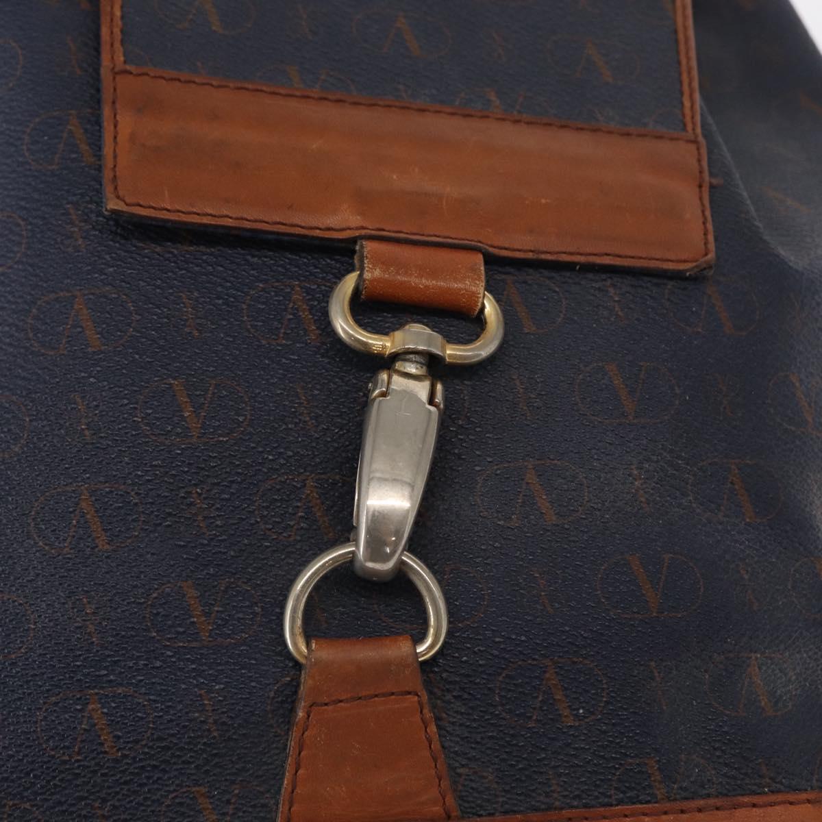 VALENTINO Backpack Leather Navy Gold Auth bs32249