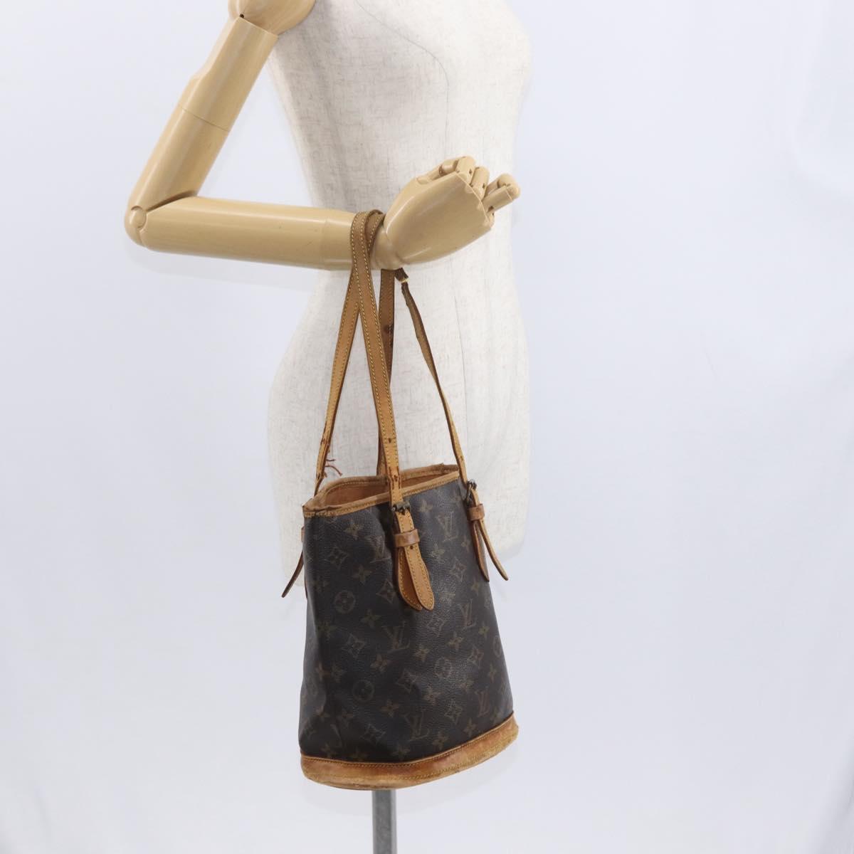 LOUIS VUITTON Monogram Bucket PM Shoulder Bag M42238 LV Auth bs32251