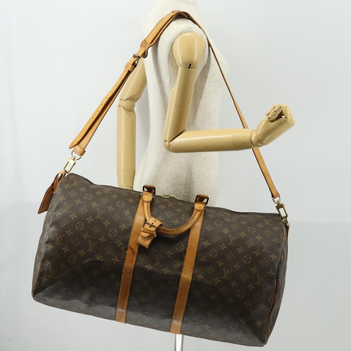 LOUIS VUITTON Monogram Keepall Bandouliere 55 Boston Bag M41414 LV Auth bs32252