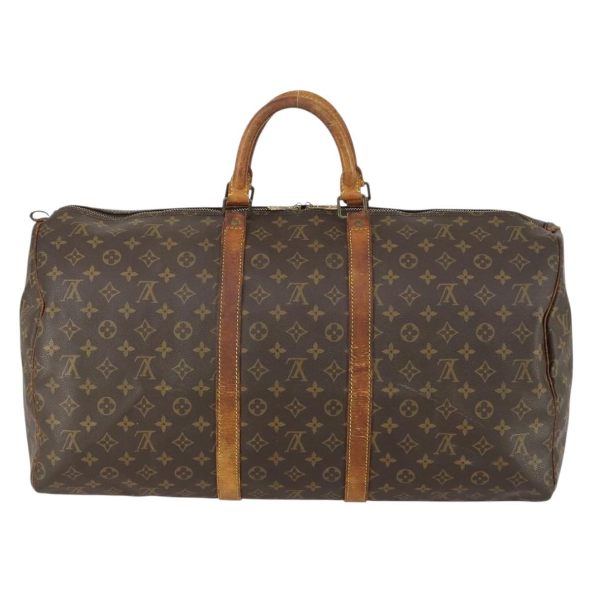 LOUIS VUITTON Monogram Keepall 55 Boston Bag M41424 LV Auth bs32253