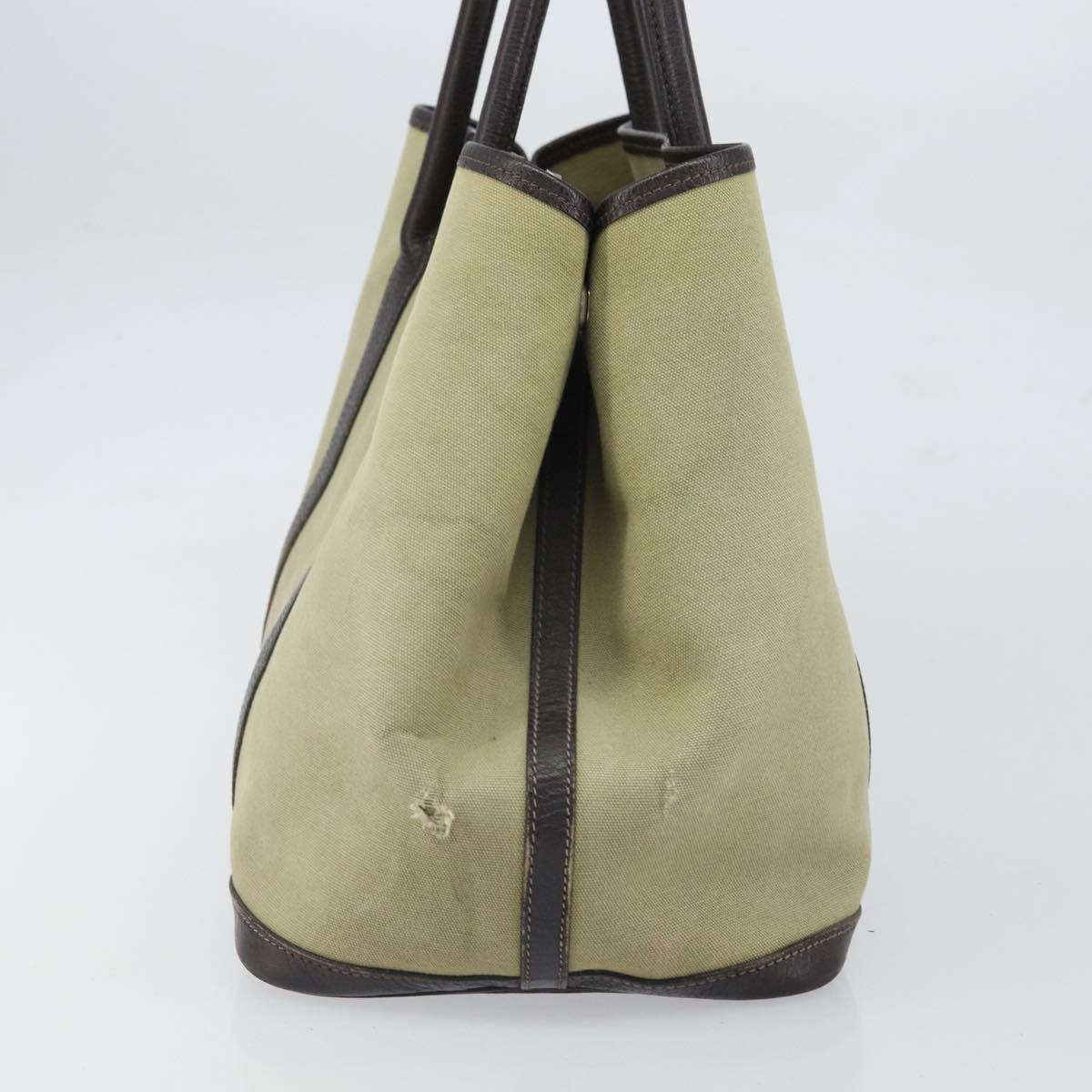 HERMES Garden Party MM Tote Bag Canvas Beige Auth bs32258