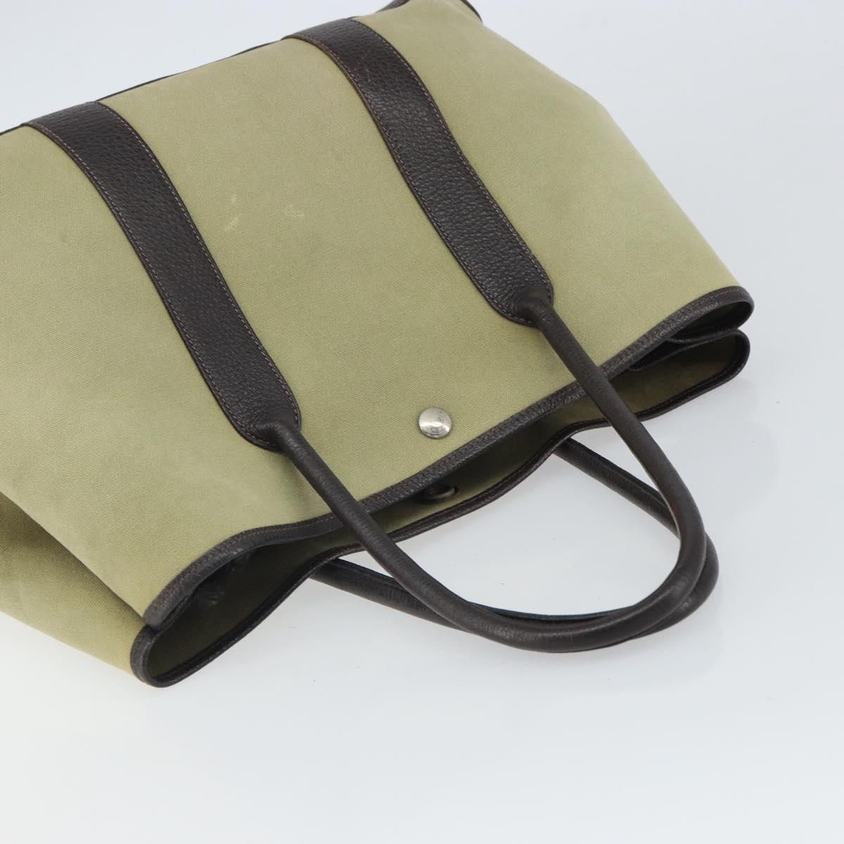 HERMES Garden Party MM Tote Bag Canvas Beige Auth bs32258