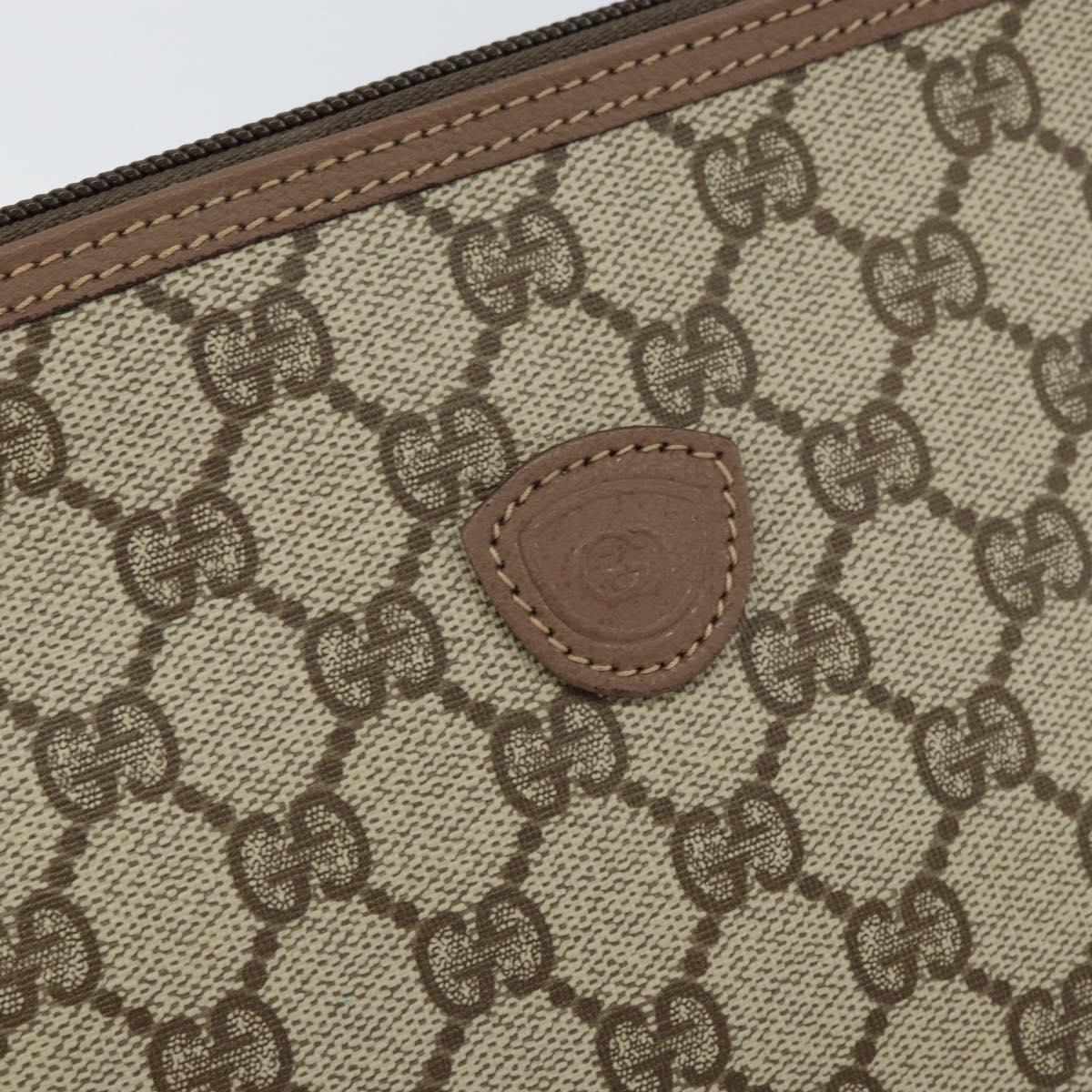 GUCCI GG Supreme Clutch Bag PVC Beige Gold 014 115 6088 Auth bs32272