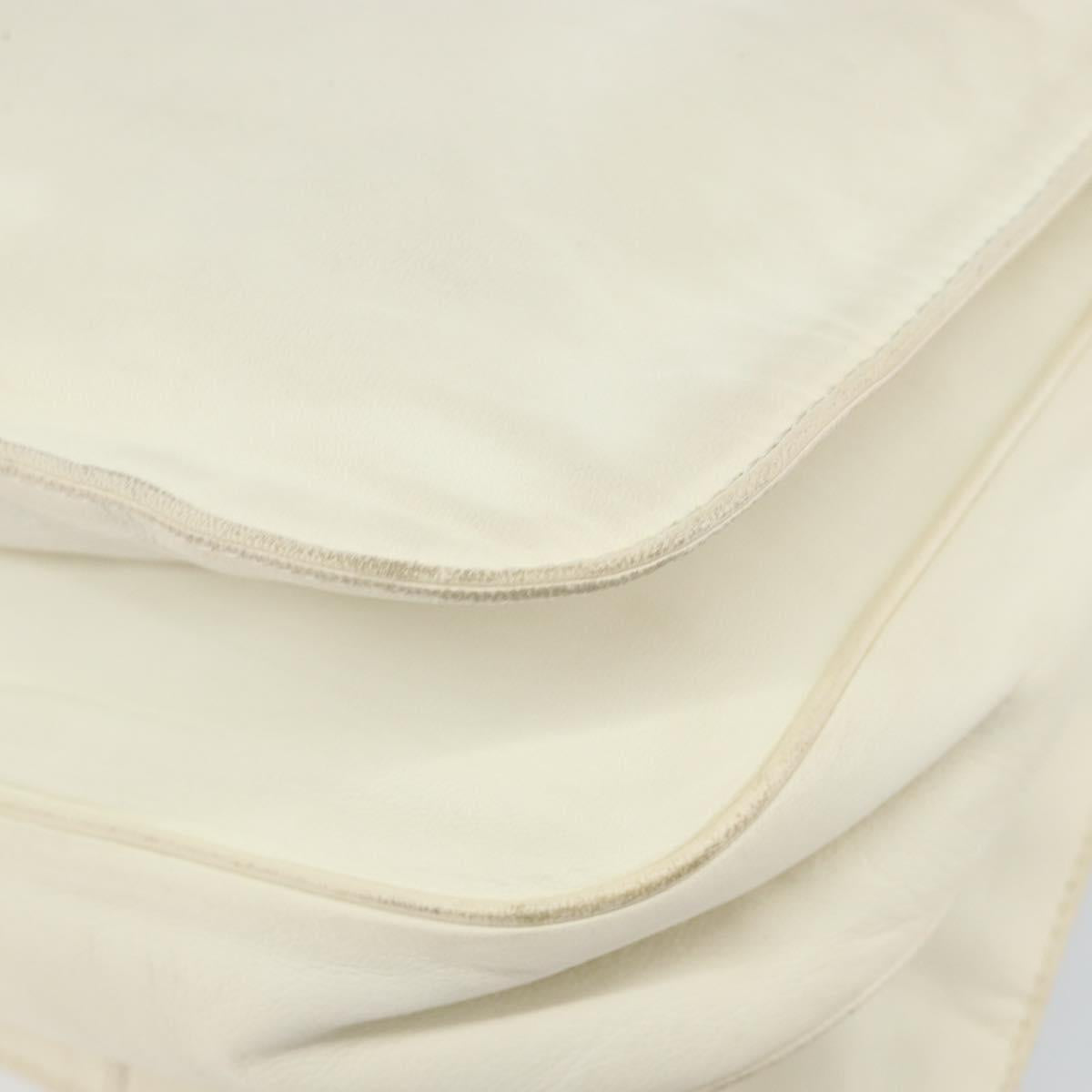 LOEWE Anagram Shoulder Bag Leather White Gold Auth bs32275