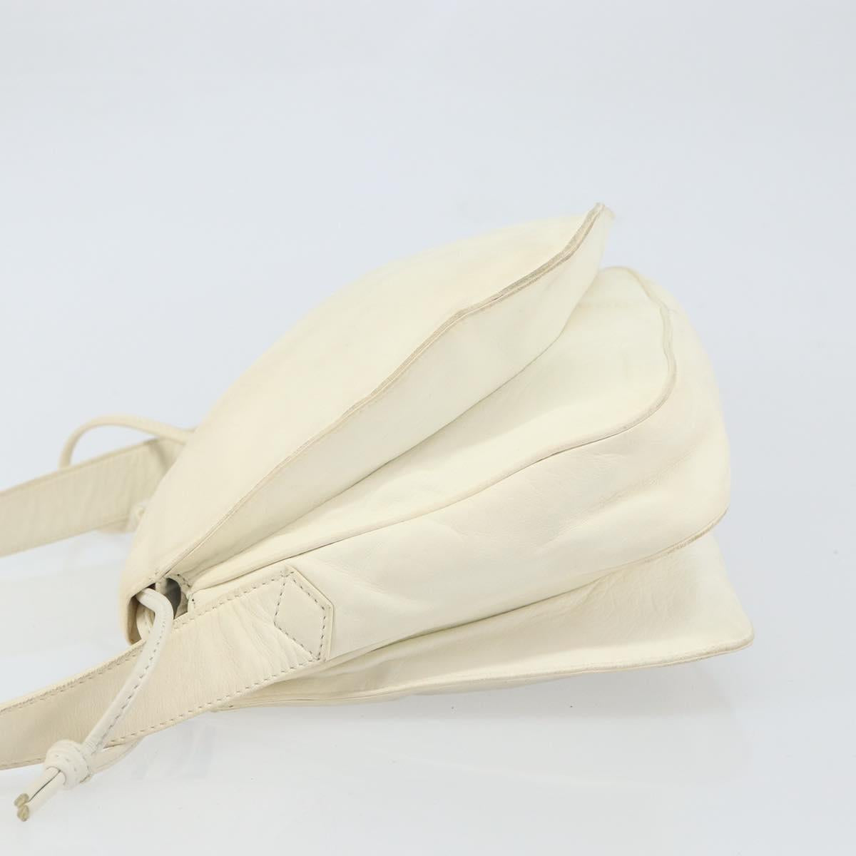 LOEWE Anagram Shoulder Bag Leather White Gold Auth bs32275