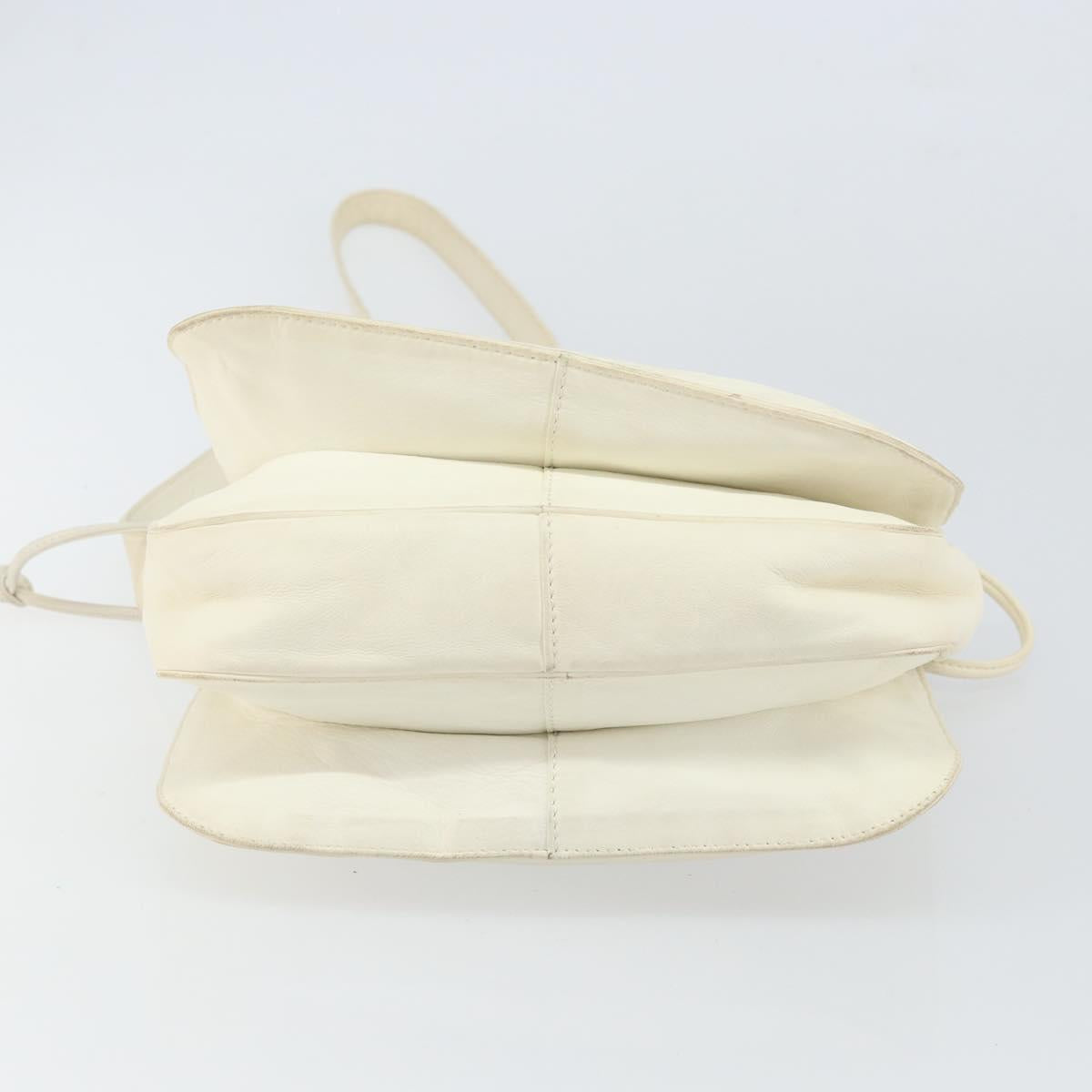 LOEWE Anagram Shoulder Bag Leather White Gold Auth bs32275