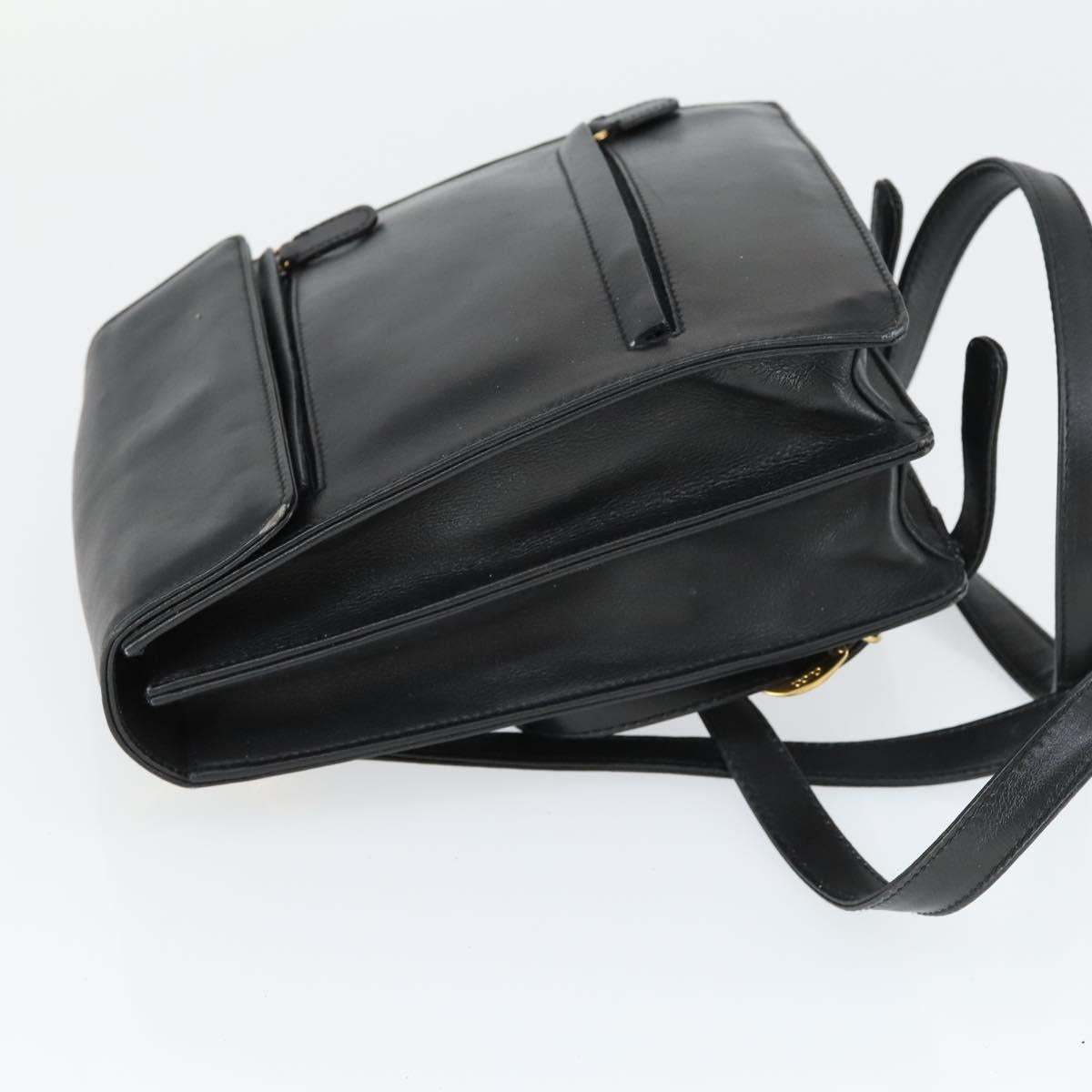 GUCCI Backpack Leather Black Gold Auth bs32276