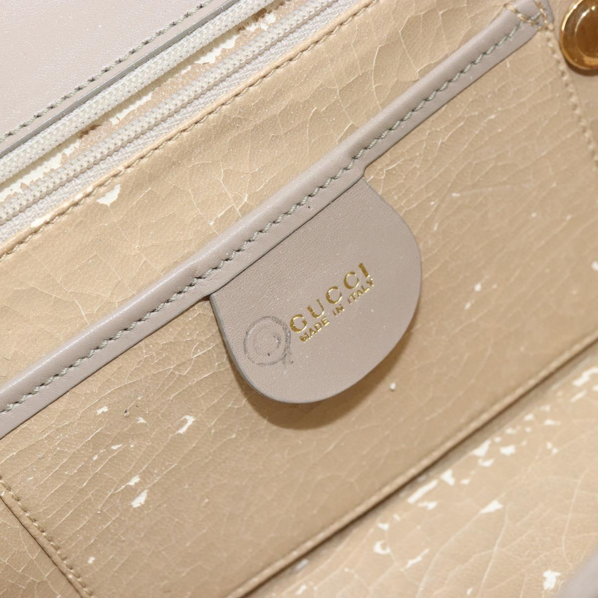 GUCCI Clutch Bag Leather Outlet Beige Gold Auth bs32278