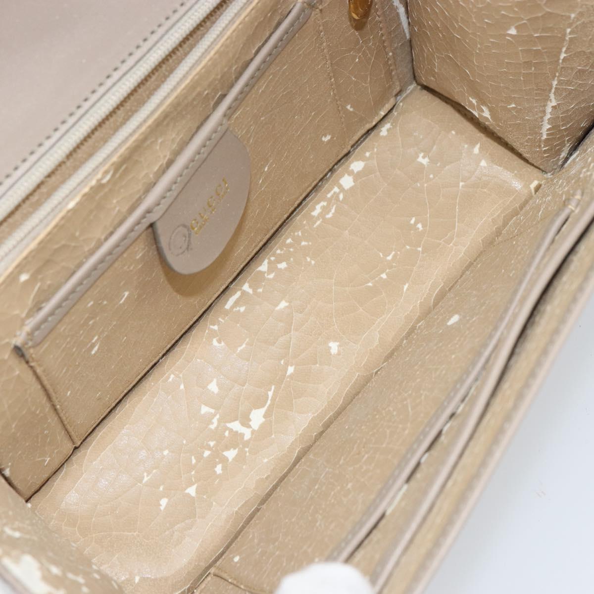 GUCCI Clutch Bag Leather Outlet Beige Gold Auth bs32278