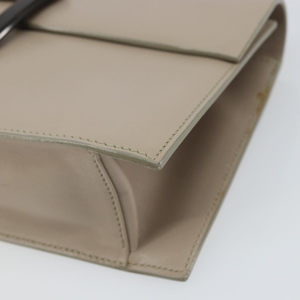 GUCCI Clutch Bag Leather Outlet Beige Gold Auth bs32278