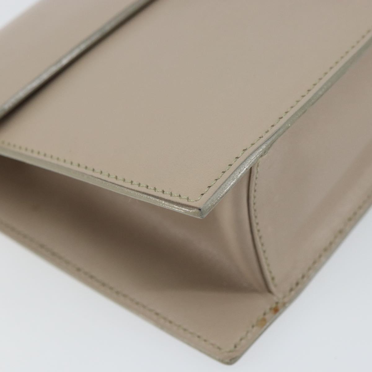 GUCCI Clutch Bag Leather Outlet Beige Gold Auth bs32278