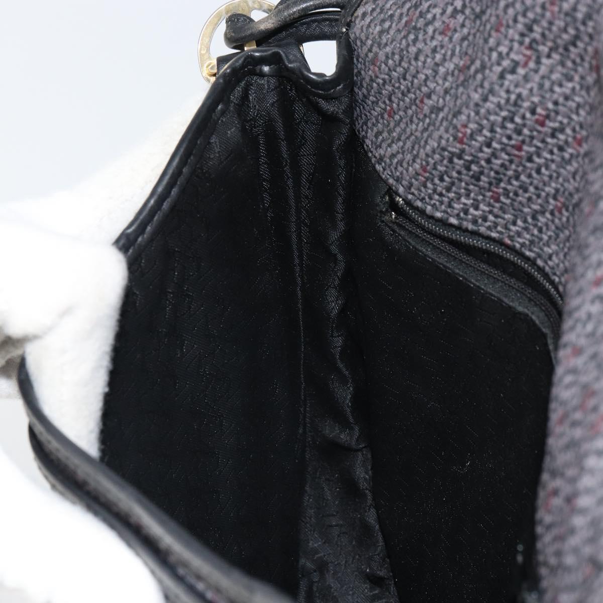 SAINT LAURENT Shoulder Bag Canvas Leather Gray Auth bs32280