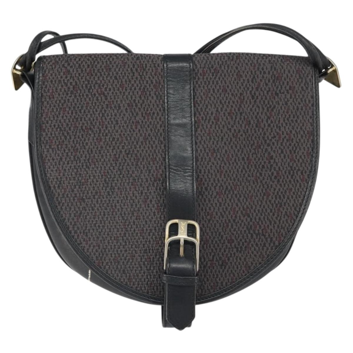 SAINT LAURENT Shoulder Bag Canvas Leather Gray Auth bs32280