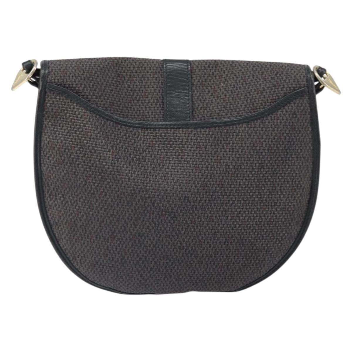 SAINT LAURENT Shoulder Bag Canvas Leather Gray Auth bs32280