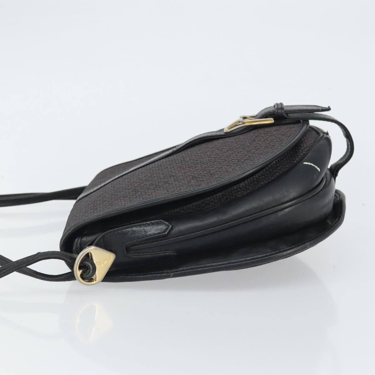 SAINT LAURENT Shoulder Bag Canvas Leather Gray Auth bs32280