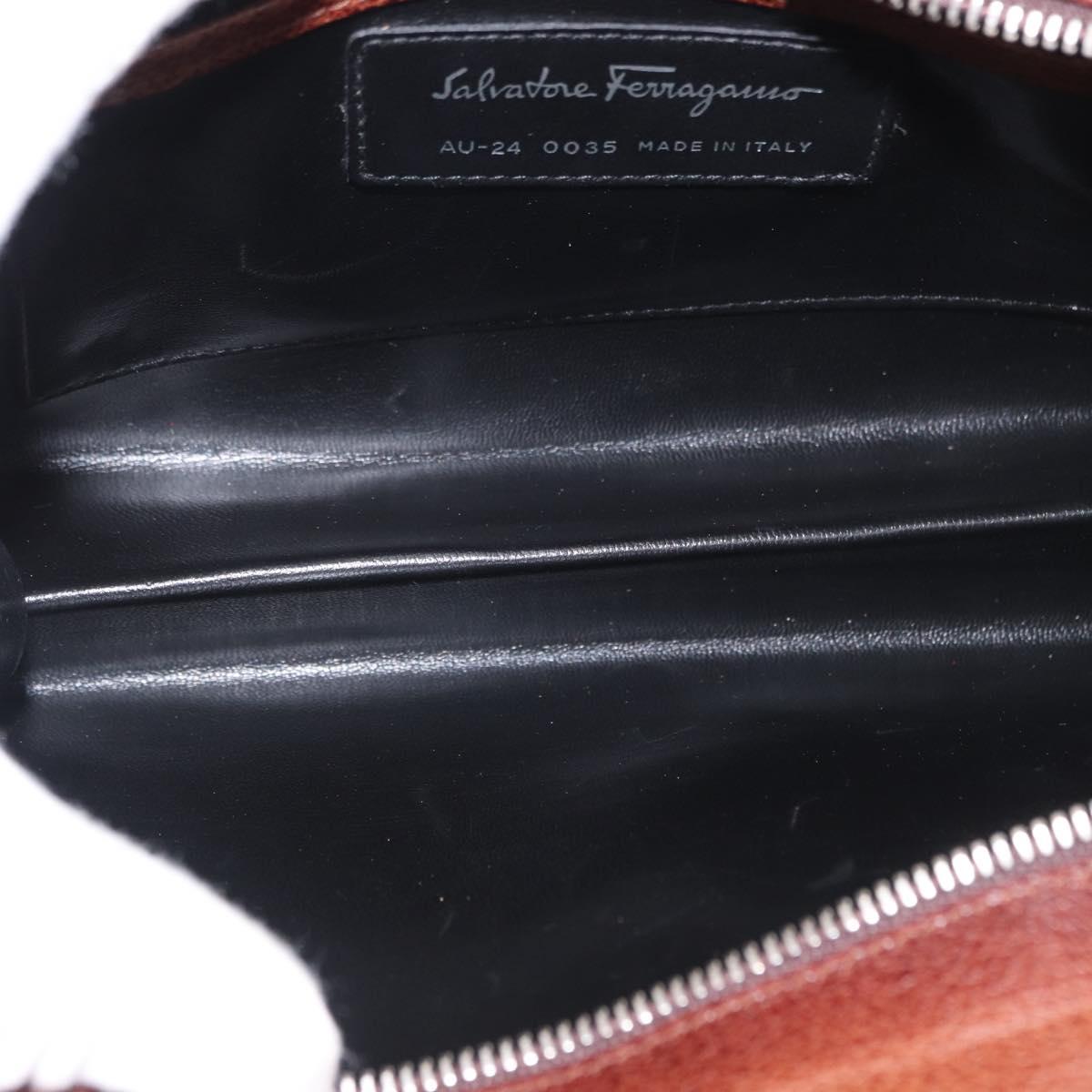 Salvatore Ferragamo Clutch Bag Leather Brown Auth bs32282