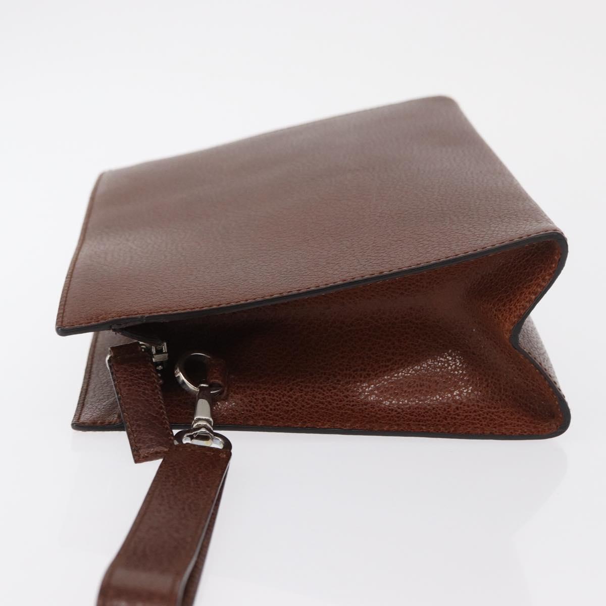 Salvatore Ferragamo Clutch Bag Leather Brown Auth bs32282