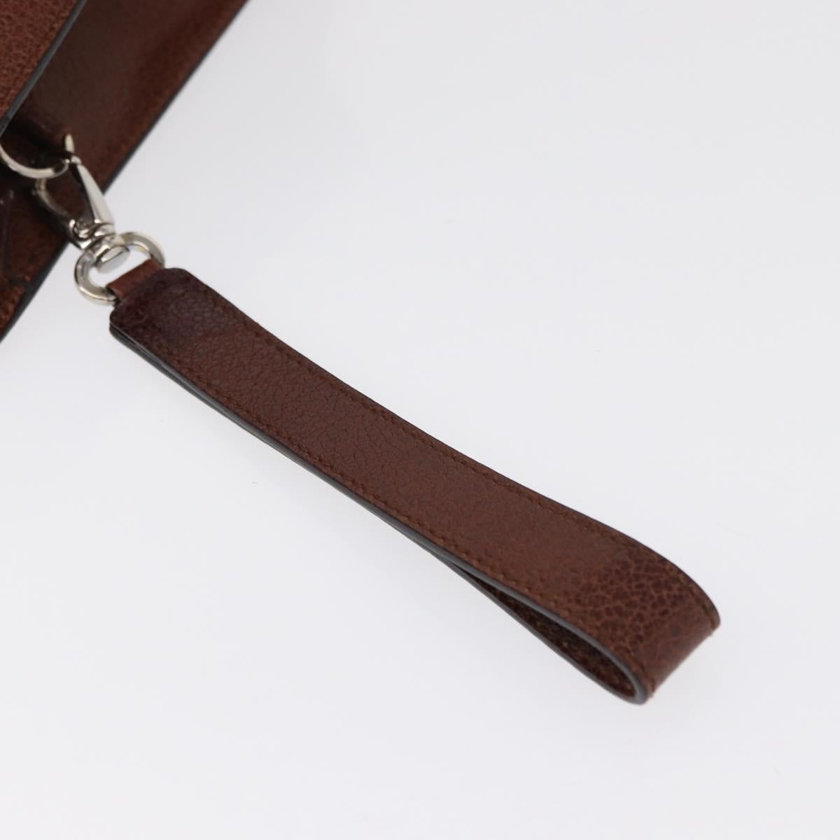 Salvatore Ferragamo Clutch Bag Leather Brown Auth bs32282