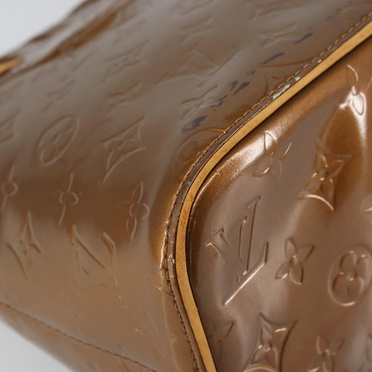 LOUIS VUITTON Monogram Vernis Houston Hand Bag Bronze M91122 LV Auth bs32284