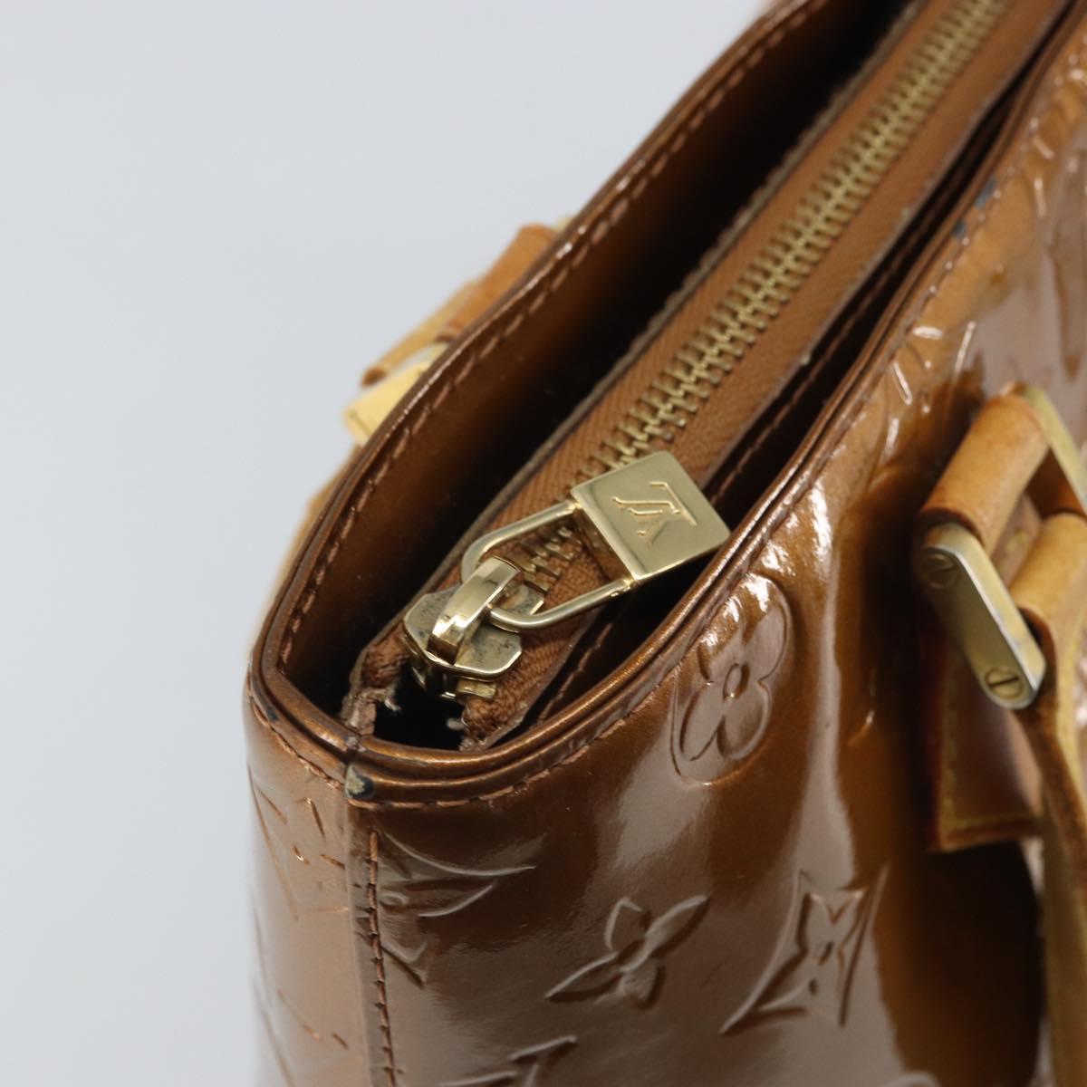 LOUIS VUITTON Monogram Vernis Houston Hand Bag Bronze M91122 LV Auth bs32284