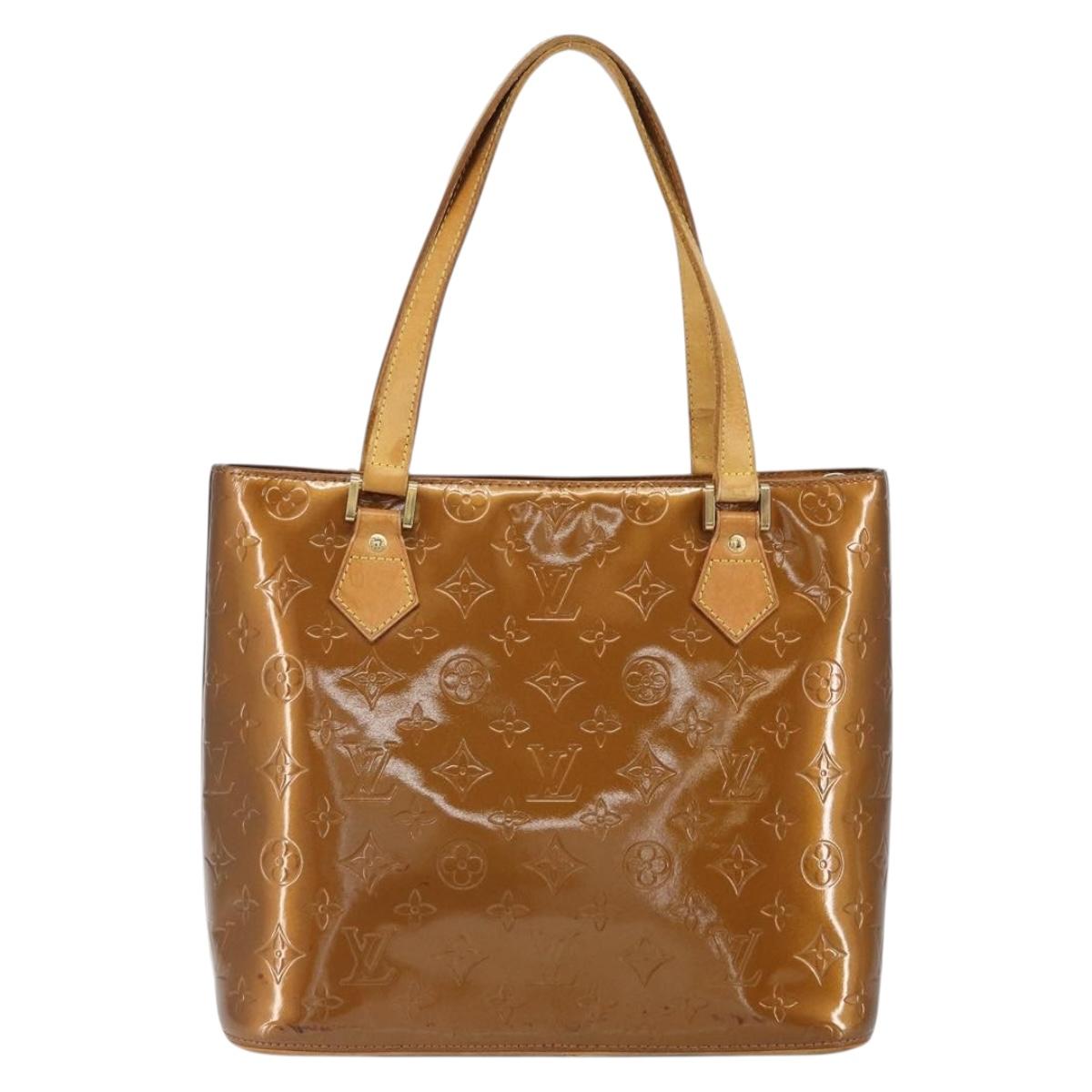 LOUIS VUITTON Monogram Vernis Houston Hand Bag Bronze M91122 LV Auth bs32284
