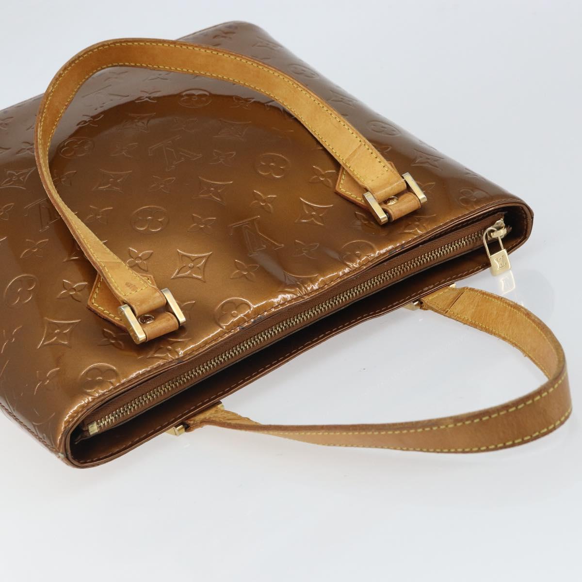 LOUIS VUITTON Monogram Vernis Houston Hand Bag Bronze M91122 LV Auth bs32284